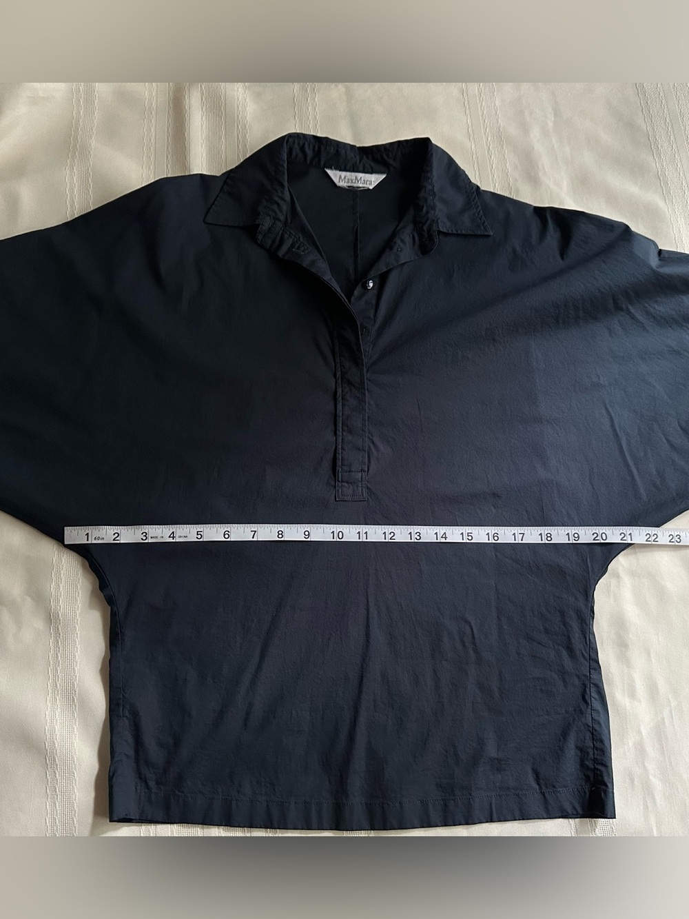 MaxMara Navy Relaxed Button-Front Blouse - Picture 8 of 13